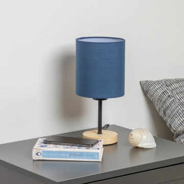 Brilagi - Bordslampa NUBILA WOOD 1xE27/25W/230V ek/mörkblå