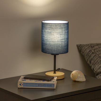 Brilagi - Bordslampa NUBILA WOOD 1xE27/25W/230V ek/mörkblå