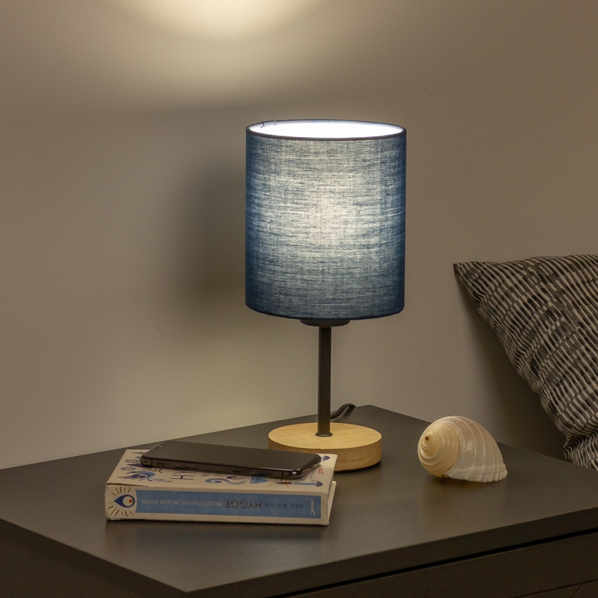 Brilagi - Bordslampa NUBILA WOOD 1xE27/25W/230V ek/mörkblå