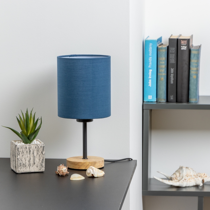 Brilagi - Bordslampa NUBILA WOOD 1xE27/25W/230V ek/mörkblå