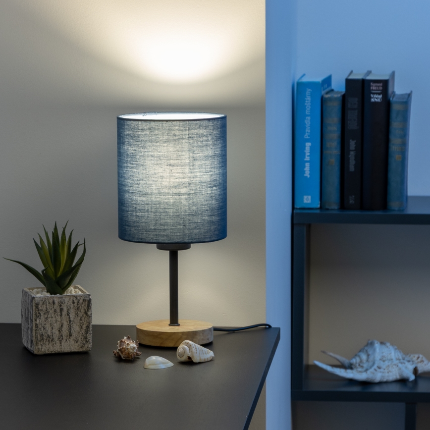 Brilagi - Bordslampa NUBILA WOOD 1xE27/25W/230V ek/mörkblå