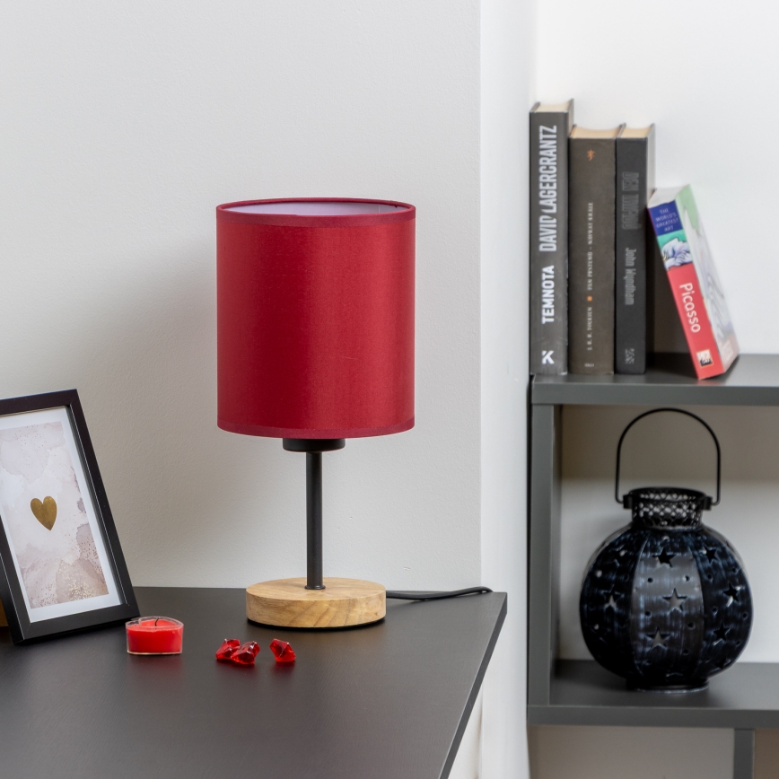 Brilagi - Bordslampa NUBILA WOOD 1xE27/25W/230V ek/Pompejan röd