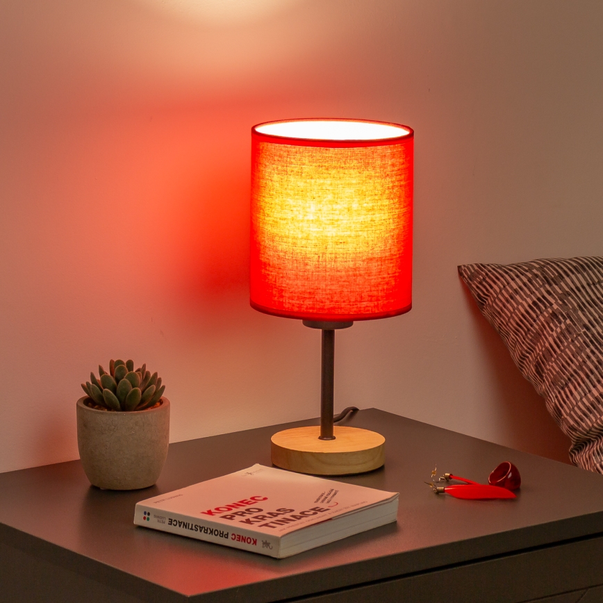 Brilagi - Bordslampa NUBILA WOOD 1xE27/25W/230V ek/röd