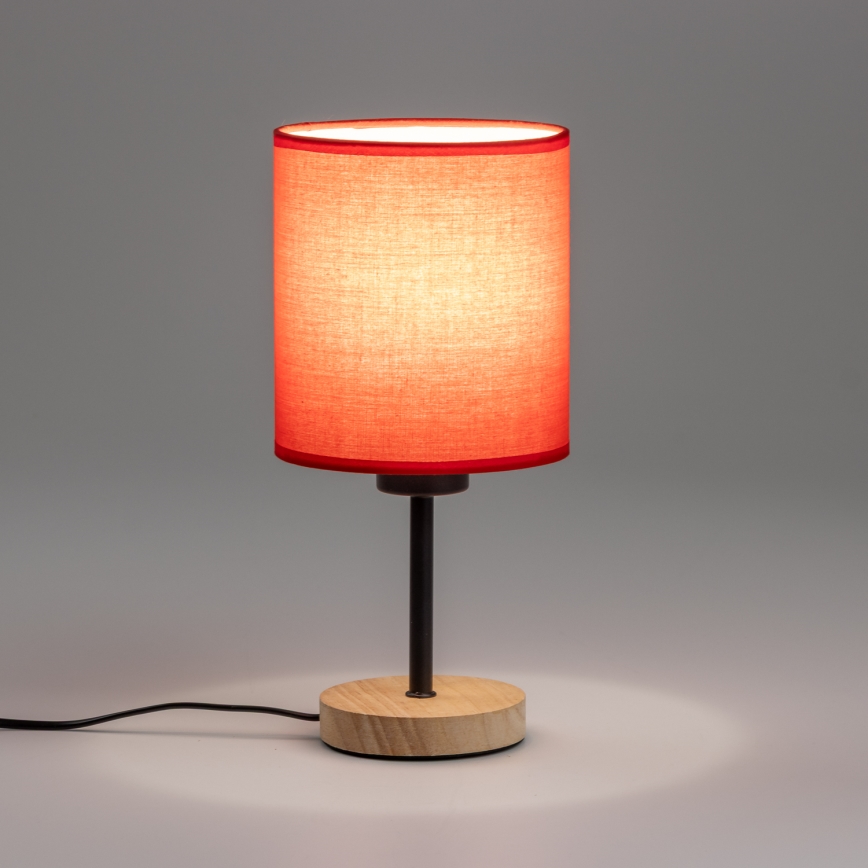 Brilagi - Bordslampa NUBILA WOOD 1xE27/25W/230V ek/röd
