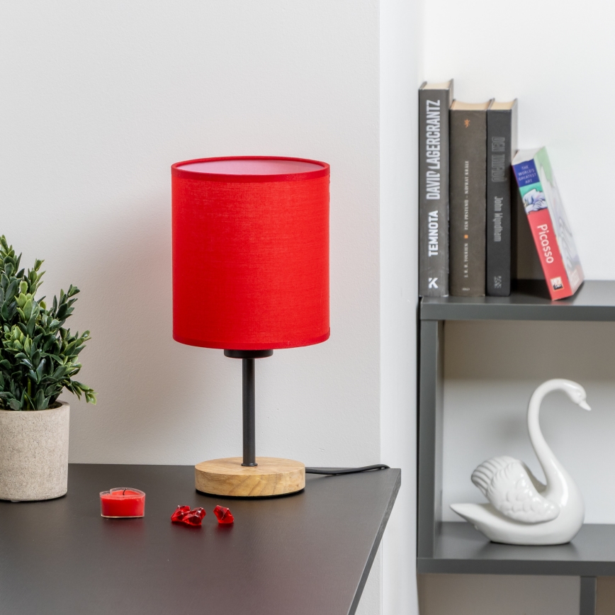 Brilagi - Bordslampa NUBILA WOOD 1xE27/25W/230V ek/röd