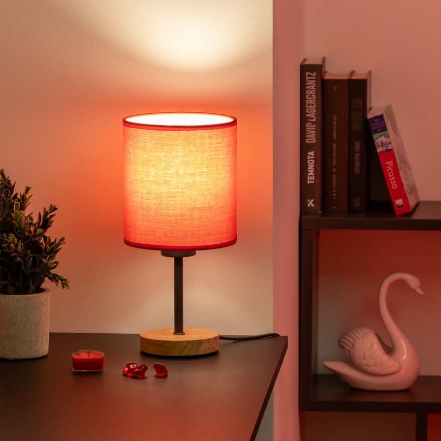 Brilagi - Bordslampa NUBILA WOOD 1xE27/25W/230V ek/röd