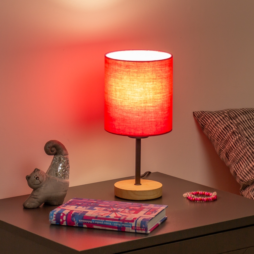 Brilagi - Bordslampa NUBILA WOOD 1xE27/25W/230V ek/rosa