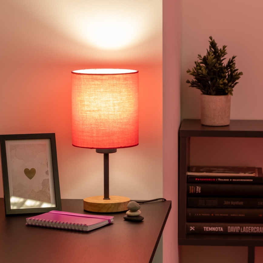 Brilagi - Bordslampa NUBILA WOOD 1xE27/25W/230V ek/rosa