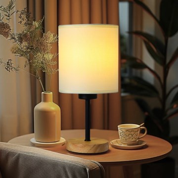 Brilagi - Bordslampa NUBILA WOOD 1xE27/25W/230V ek/svart/grädde