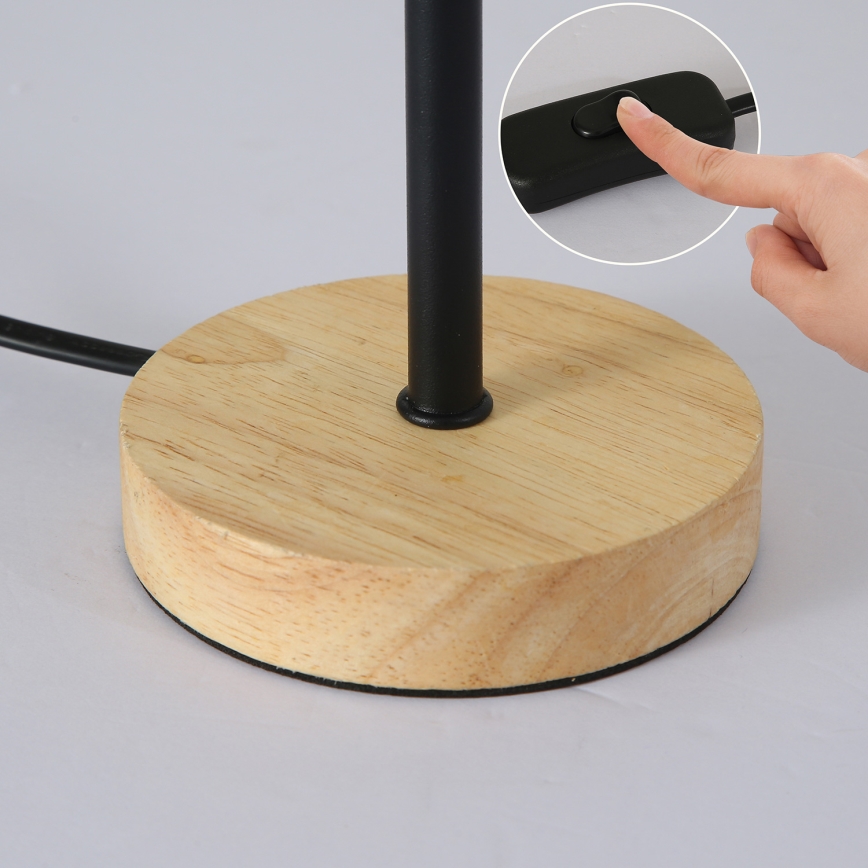 Brilagi - Bordslampa NUBILA WOOD 1xE27/25W/230V ek/svart/grädde