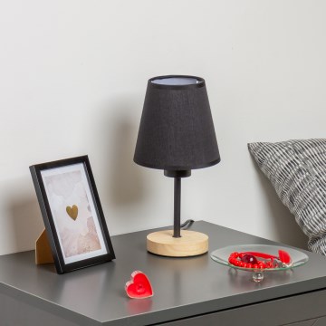 Brilagi - Bordslampa NUBILA WOOD 1xE27/25W/230V ek/svart