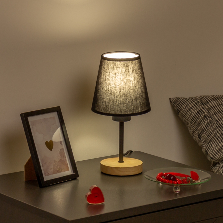Brilagi - Bordslampa NUBILA WOOD 1xE27/25W/230V ek/svart