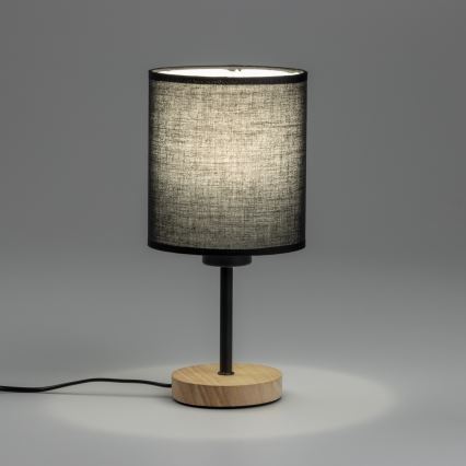Brilagi - Bordslampa NUBILA WOOD 1xE27/25W/230V ek/svart