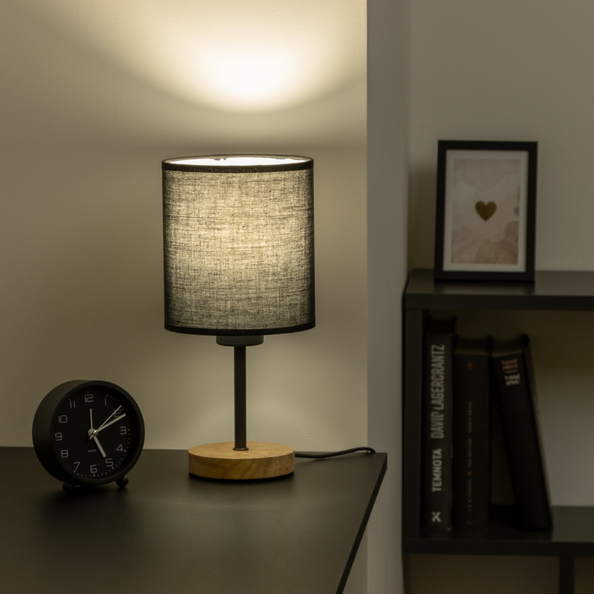 Brilagi - Bordslampa NUBILA WOOD 1xE27/25W/230V ek/svart