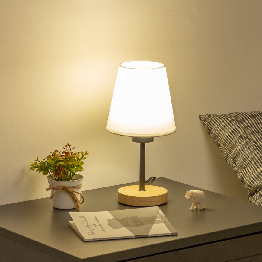 Brilagi - Bordslampa NUBILA WOOD 1xE27/25W/230V ek/vit