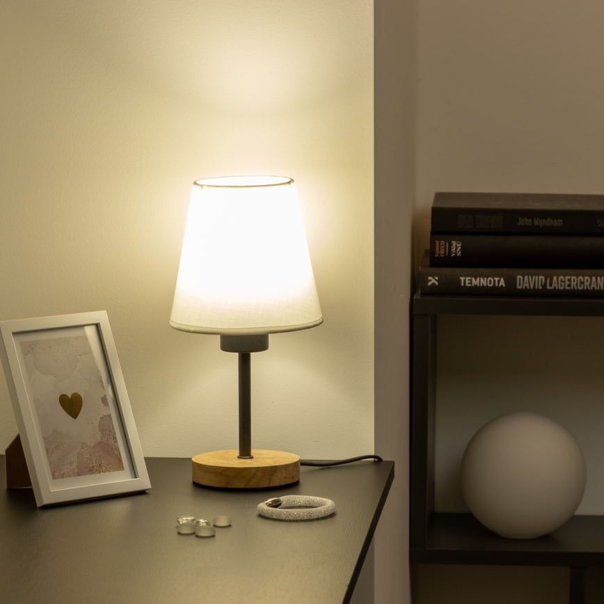Brilagi - Bordslampa NUBILA WOOD 1xE27/25W/230V ek/vit