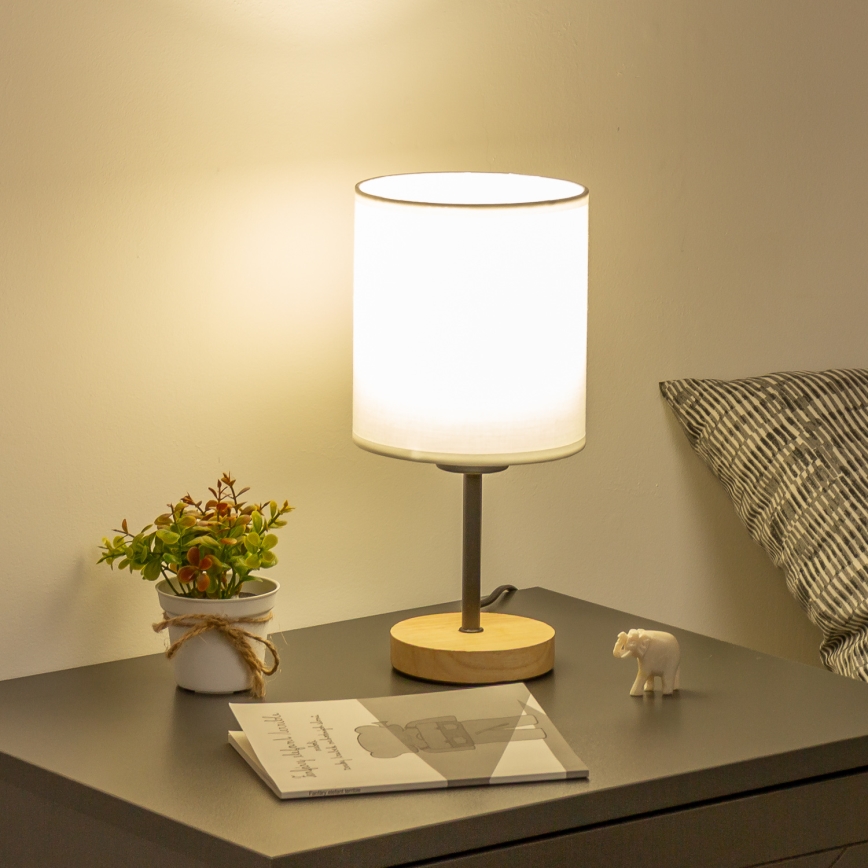 Brilagi - Bordslampa NUBILA WOOD 1xE27/25W/230V ek/vit