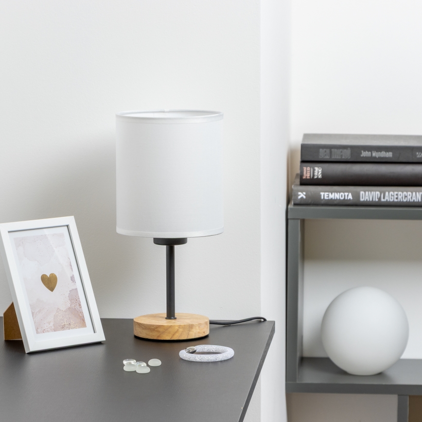 Brilagi - Bordslampa NUBILA WOOD 1xE27/25W/230V ek/vit