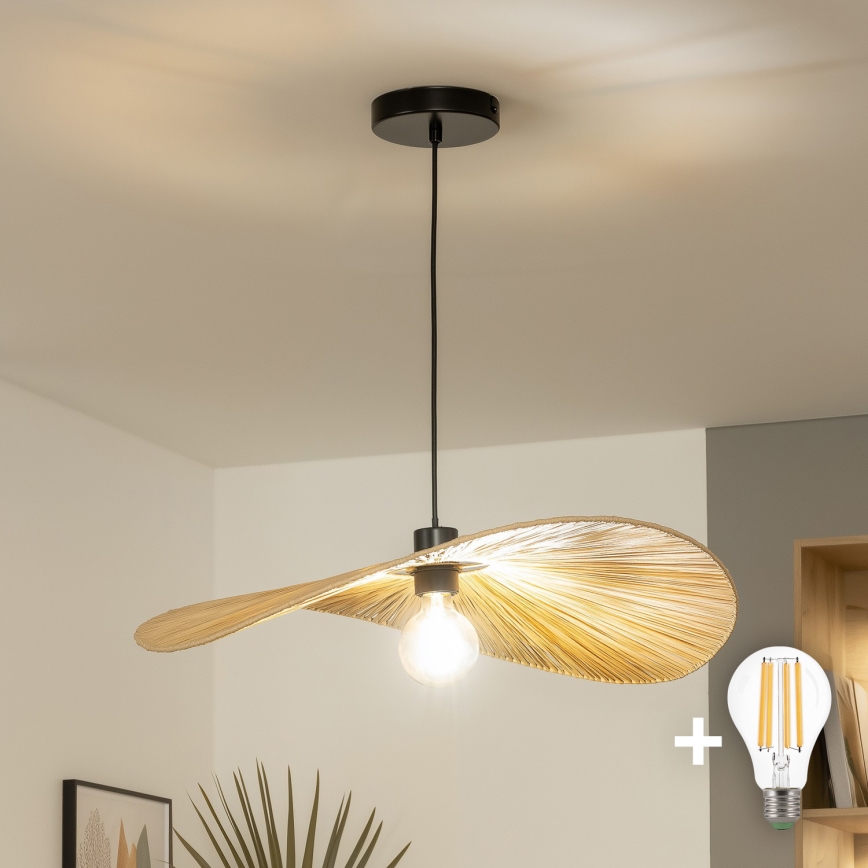 Brilagi - CERIA BOHO LED-pendel på sladd 1xE27/40W/230V Ø 60 cm, raffia