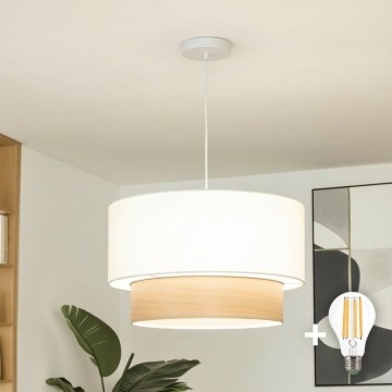 Brilagi - CERIA LED-pendellampa med vajer 1xE27/40W/230V Ø 50 cm, vit/beige