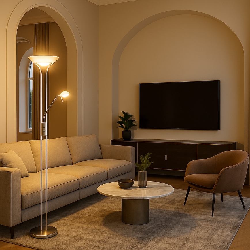 Brilagi - Dimmbar golvlampa SCARLETT 1xR7s/230W/230V + 1xG9/40W mattkrom