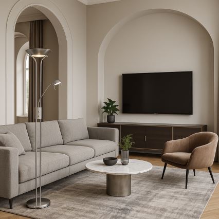 Brilagi - Dimmbar golvlampa SCARLETT 1xR7s/230W/230V + 1xG9/40W mattkrom