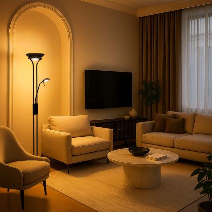 Brilagi - Dimbar golvlampa SCARLETT 1xR7s/230W/230V + 1xG9/40W svart