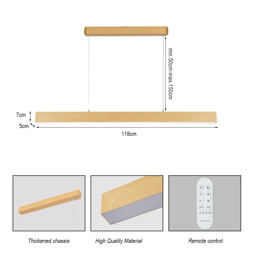 Brilagi - dimbar LED-taklampa SLEEKLINE SMART LED/40W/230V Wi‑Fi Tuya ekdekor + fjärrkontroll
