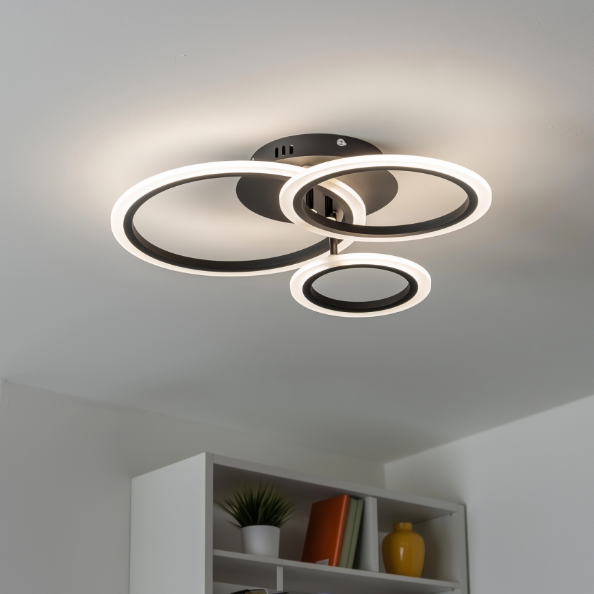 Brilagi - Dimbar LED ytmonterad ljuskrona ORBITS LED/40W/230V 3000-6500K svart + fjärrkontroll