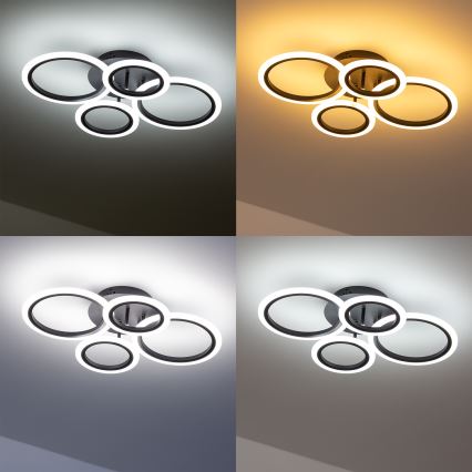Brilagi - Dimbar LED ytmonterad ljuskrona ORBITS LED/50W/230V 3000-6500K antracit + fjärrkontroll