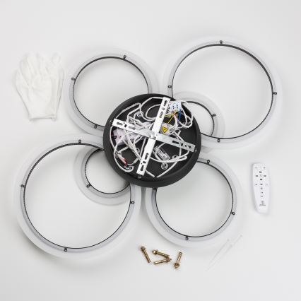 Brilagi - Dimbar LED ytmonterad ljuskrona ORBITS LED/85W/230V 3000-6500K svart + fjärrkontroll