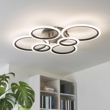 Brilagi - Dimbar LED ytmonterad ljuskrona ORBITS LED/85W/230V 3000-6500K svart + fjärrkontroll