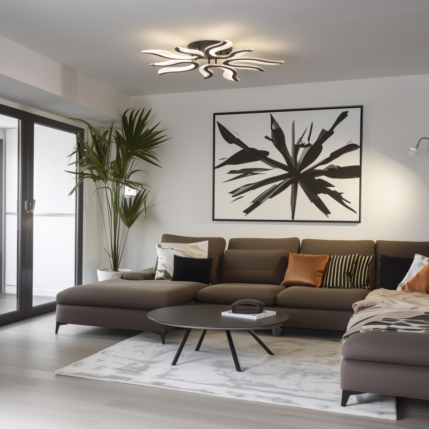 Brilagi - Dimbar LED ytmonterad ljuskrona TWIST LED/65W/230V 3000-6500K svart + fjärrkontroll