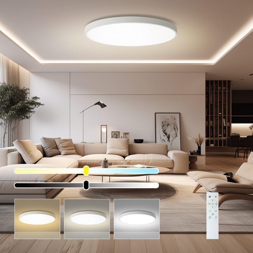 Brilagi - LED-dimmbar taklampa POOL SMART LED/128W/230V 3000-6000K Ø 100 cm Wi-Fi Tuya vit + fjärrkontroll