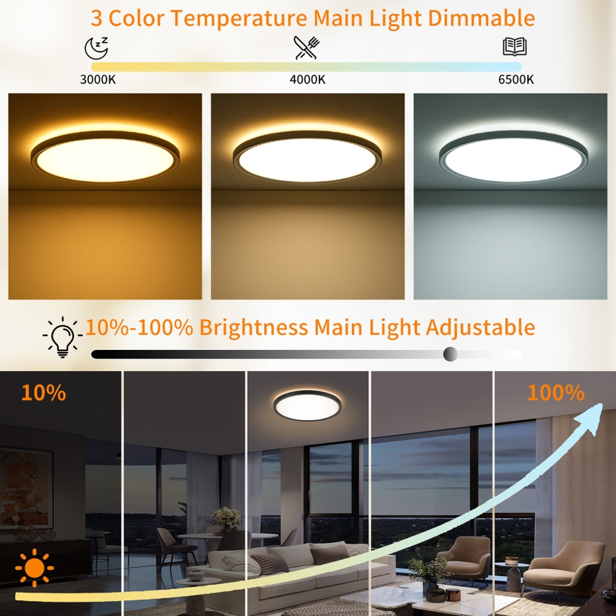 Brilagi - Dimmbar LED-takarmatur ULTRA SLIM LED/24W/230V 2700-6500K Ø 42 cm svart + fjärrkontroll