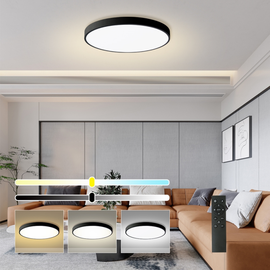 Brilagi - Dimmerbar LED-taklampa POOL SMART LED/100W/230V 3000-6000K Ø 80 cm Wi-Fi Tuya svart + fjärrkontroll