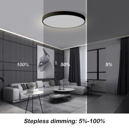 Brilagi - Dimmerbar LED-taklampa POOL SMART LED/100W/230V 3000-6000K Ø 80 cm Wi-Fi Tuya svart + fjärrkontroll