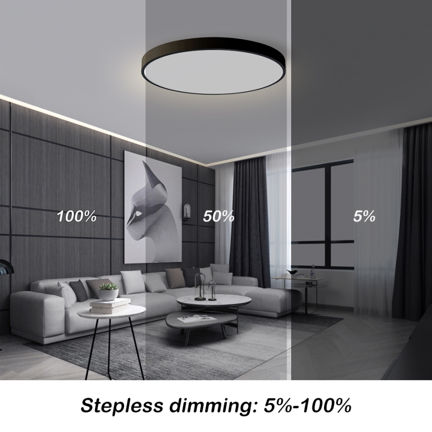 Brilagi - Dimmerbar LED-taklampa POOL SMART LED/100W/230V 3000-6000K Ø 80 cm Wi-Fi Tuya svart + fjärrkontroll