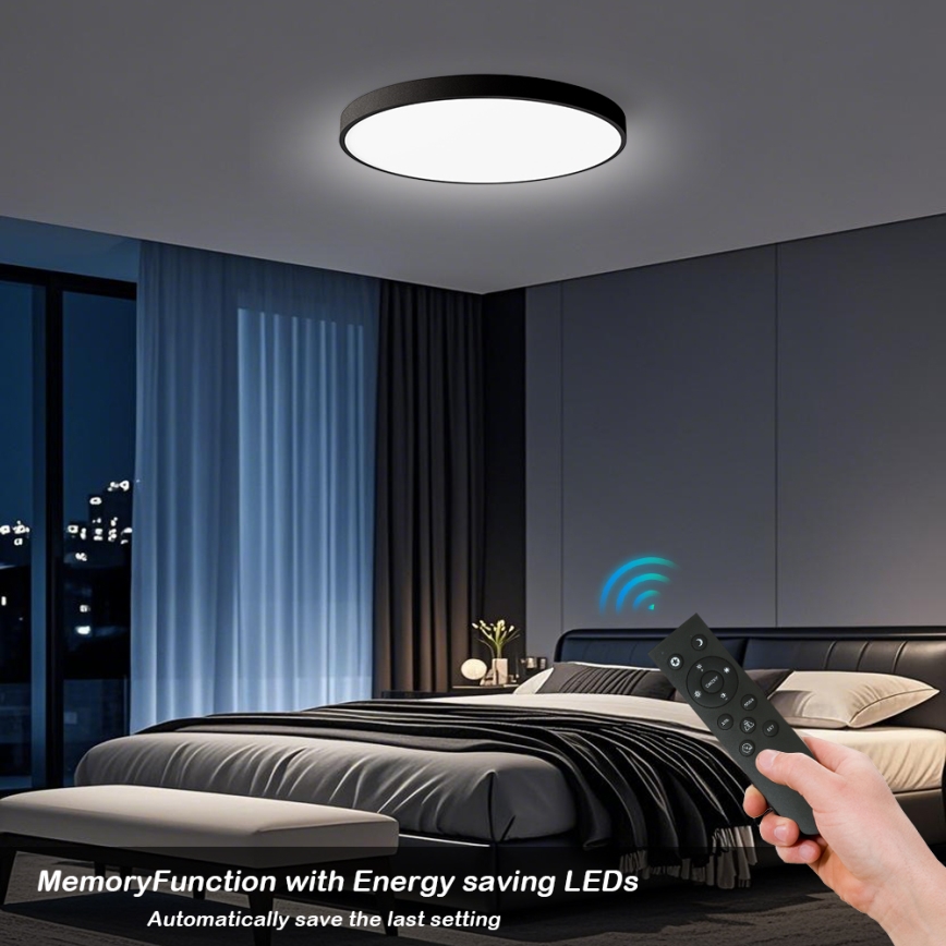 Brilagi - Dimmerbar LED-taklampa POOL SMART LED/100W/230V 3000-6000K Ø 80 cm Wi-Fi Tuya svart + fjärrkontroll