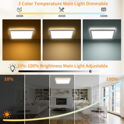 Brilagi - ULTRA SLIM dimbar LED-takarmatur 18W/230V 2700-6500K 30x30 cm vit + fjärrkontroll