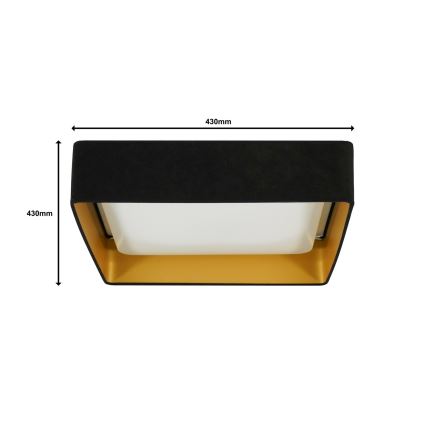 Brilagi - Dimbar LED-taklampa VELVET SQUARE LED/24W/230V 43x43 cm 3000/4000/6500K + fjärrkontroll svart