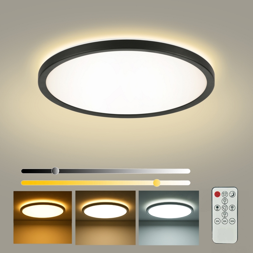 Brilagi - Dimmbar LED-takarmatur ULTRA SLIM LED/24W/230V 2700-6500K Ø 42 cm svart + fjärrkontroll