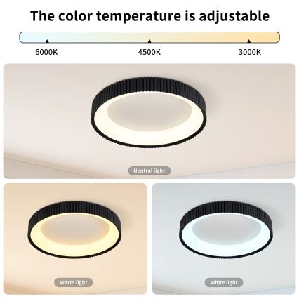 Brilagi - Dimmbar LED-taklampa FALCON MODERN LED/30W/230V 3000-6500K Ø 40 cm svart + fjärrkontroll