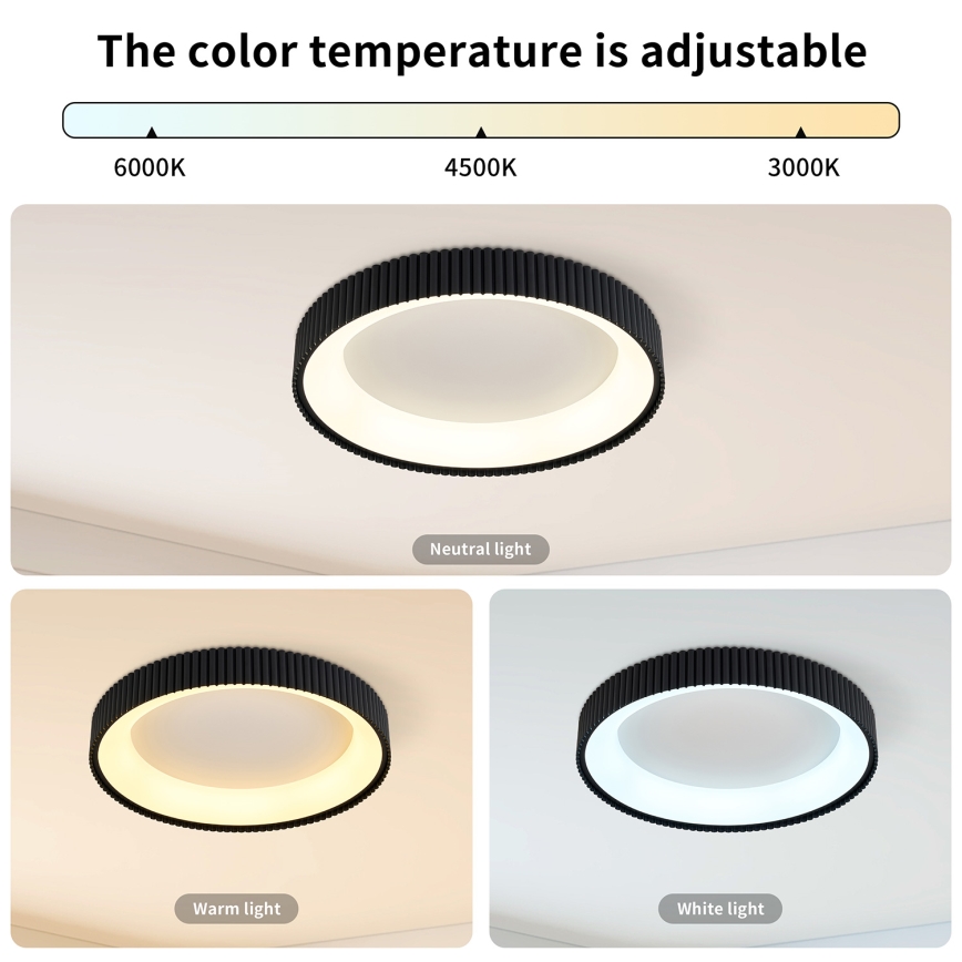 Brilagi - Dimmbar LED-taklampa FALCON MODERN LED/30W/230V 3000-6500K Ø 40 cm svart + fjärrkontroll