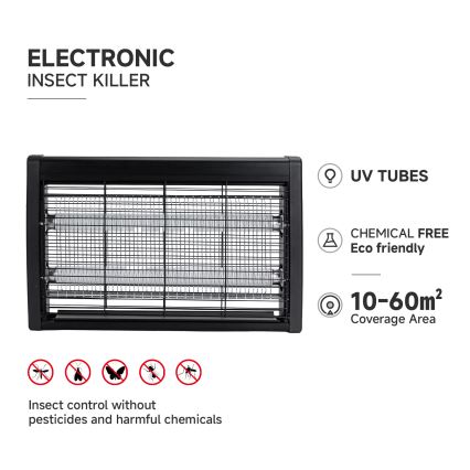 Brilagi - Elektrisk insektfångare 2xUV/10W/230V 60 m2