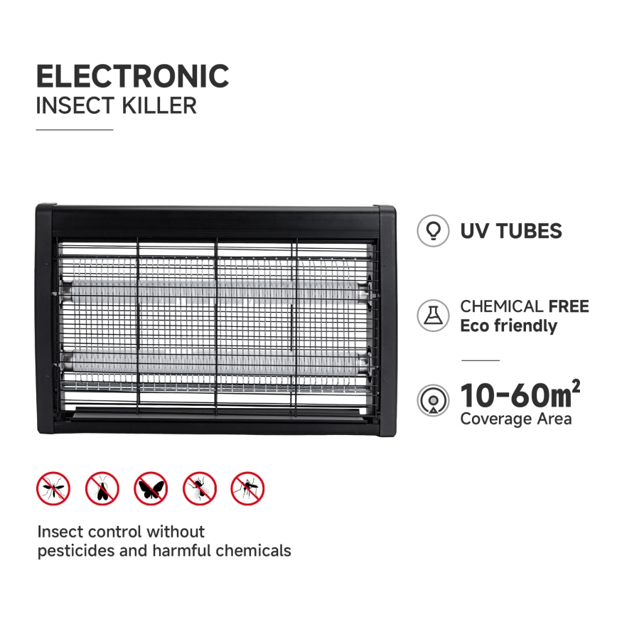 Brilagi - Elektrisk insektfångare 2xUV/10W/230V 60 m2