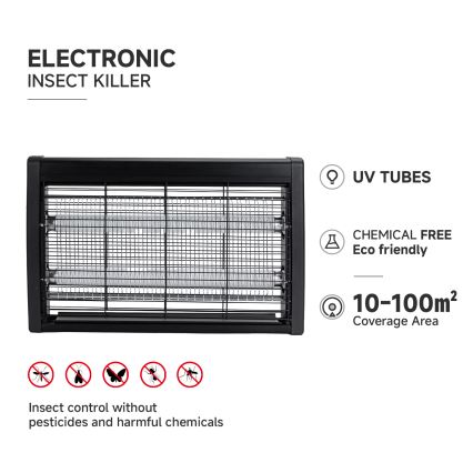 Brilagi - Elektrisk insektsfälla 2x UV/20 W/230 V, täcker upp till 100 m²
