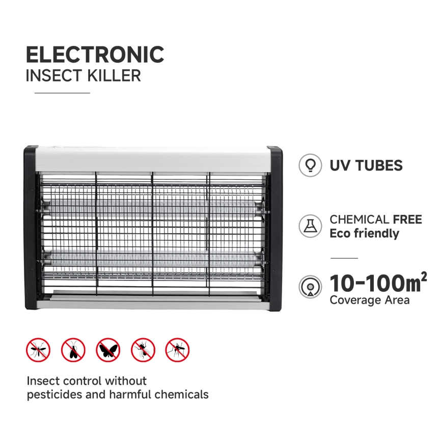 Brilagi - Elektrisk insektsfångare 2x UV, 20 W, 230 V, täcker upp till 100 m²