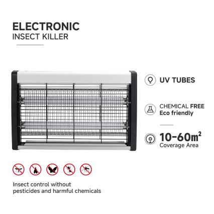 Brilagi - Elektrisk insektsfångare 2xUV/10W/230V 60 m2