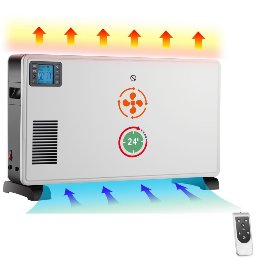 Brilagi - Elektrisk konvektorvärmare 1000/1300/2300W LCD/timer/TURBO/termostat vit+ RC